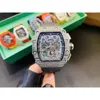 Skeleto Business Mens Designer RM11 Gummi Superclone Carbon Watch Top Zy Watches Watch Mechanical Fiber RM11-03WristWatch för Automatic Fly-Back ZY 943