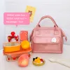 Bags Kawaii Lunch Bag Women Cute Peach Picnic Travel Thermal Breakfast Box Girls School Child Portable Lunch Box Ladies Tote Food Bag