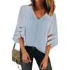 Camicette femminile europea e americana Amazon V-Neck Half Sleeve Ramad Chiffon Shirt