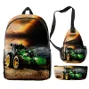 Backpacks Novelty Tractor Pattern Backpack Set Teenager Boy Girl Toddler Japanese Anime Kid School Book Bags Men Women Rock Mochila Bolsa