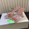 Designer de luxe Muaddi Sandals New Clear Begum Glass Pvc Crystal Transparent Sandal Sandale Pompes à talon Gilda Gilda Banquet Embelli