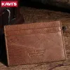 Holders KAVIS 100% Leather Credit Card Wallet Black Color Men Credit&ID Cards Holder Small Wallet Coin Purse Slim Thin Male Mini