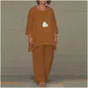 Womens Plus Size Hoodies Sweatshirts 2023 Set LG Hülle lose Casual Hosen Weitbein Zwei -teiliger Anzug übergroße weibliche Herbstoutfits Plo Dhcn6