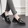 Casual Shoes Loafers Soft Leather Moccasins British Style Women's Glossy Shiny Lolita Platform Sneakers