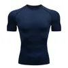 Men Running Compression T-shirt Short Sleeve Sport Tees Gym Fitness Sweatshirt Male Jogging Tracksuit Homme Athletic Shirt Tops 240419