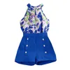 Set di abbigliamento Girls Summer Outfit a due pezzi con pantaloncini di colore solido Design a bottone Imposti per gli amici che raccolgono abbigliamento