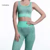 Alignez des ensembles sexy, Lu 2-PCS Contrôle de squat sans couture, fesses de pêche à motifs de serpent, Bra de sports pour femmes, pantalon athlétique Fiess Gym Set Lem