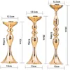 Candle Holders Golden Silver Metal Candlestick Flower Stand Vase Table Centerpiece Event Rack Road Lead Wedding Decor