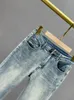 Kvinnors jeans mode denim bootcut byxor 2024 vår och sommar hög midja slim-fit elegant broderi strass