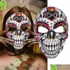 Designer Masks Mexican Day Of The Dead Skl Mask Cosplay Halloween Skeletons Print Dress Up Purim Party Costume Prop Drop Delivery Ho Dhia1