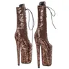 Dansschoenen Auman Ale 23cm/9inches Suede bovenste sexy exotisch hoog hakplatform Party Dames laarzen paal 035