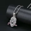 Mode 999 Skull Diamonds Pendant Halsband för män Western Luxury Crystal Pendants Platinum Plated Copper Zircon Cuban Chain NEC2795