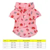 Dog Apparel Shirts Skin Friendly Cute Pet Summer Strawberry Print Sun Protection Turn Down Collar Cool Snap Design For Spring