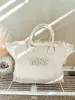 Taschen benutzerdefinierte Tasche für Braut Flitterwochen -Tasche mit Nachnamen Personalisierte Braut Tasche Randbeutel Canvas Perlenbuchstaben mit Strasssteinen AZ