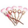 Brosses de maquillage 3d rose kit 6pcs / réglage manche en plastique poignée plate douce fondation cosmétique bb crème face poudre de fard à paupières