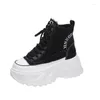 Lässige Schuhe Frauen Sneaker High Top -Plattform atmungsaktives Leder 2024 Herbst Damen Keile für Frauen Sport Dad 8cm