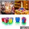 Inne impreza świąteczna dostarcza inne świąteczne dostawy przyjęcia Muzyczne urodziny Magia Magic Lotos Flower Candles Blossom Rotating Spin 1 Dhyul