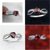 Cluster Rings Womens Heart Shape Simated Red Garnet 925 Sterling Sier Ring Crystals Decorated Jewelry Gift R623 Drop Delivery Dhxu1