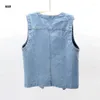 Kvinnors västar 2024 Fashion Spring och Summer Versatile Short Loose Denim Vest