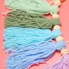Decorative Figurines 37Inch Pastel Rainbow Tassel Garland With Wood Bead Colorful Tapestry For Bedroom Wall Classroom Nursery Party Decor