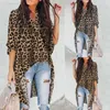 Blouses pour femmes Femmes léopard Blouse irrégulière Court avant long dos en V V manchette de la mode