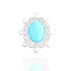 Broches rétro élégante bonne chance turquoise white perle broche personnalité micro-instruite accessoires de vêtements de corsage zircon