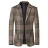 Jesień mężczyźni kratki blazery garnitury kurtki męskie koreańskie płaszcze designu wiosenne działalność swobodna szczupła odzież 240407