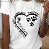 Dames t-shirt poot hartletter print crew nek t-shirt casual korte slve t-shirt voor zomer dames kleding y240420
