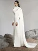 Abiti per feste Muslim Long Straight Prom a maniche piene con abito formale Cape Botton Divid Maxi in Event