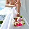 Fleurs décoratives Bouquet artificiel Handle Handle Bride Weddder Stand Floral Plastic Holders