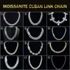 Selling Gold Plated Vvs Moissanite Link Cuban Chain Pass Diamond Tester Round Brilliant Cut 925 Silver Necklace