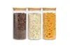 Garrafas de armazenamento recipiente de vidro selado com tampa de bambu tampa de 3 peças tanque de comida de cozinha para farinha de cereal açúcar de café