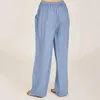 Calça feminina feminina feminina formato de perna casual lisonjeiro cintura elástica elegante, com calças de verão de bolsos para um