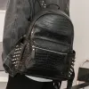 Sac à dos alligator motif rivet sac à dos masculin de mode sac d'ordinateur sac d'étudiant sac à dos masculin sac à dos sac à dos sac de voyage sac à dos