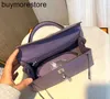 Handtas 7a Women Handgemaakte struisvogel huid Lavendel Paarse tas 25cm premium tas zilveren knop met de hand genaaid