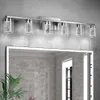 Modern 6-Light Brushed Nickel Bathroom Vanity Light Fixture with Crystal Bubble Glass and Dimmable LED Bulbs in 3 Colors for Bathroom Wall Sconces