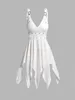 White Color Women Fashion Asymmetrical Surplice Tank Top V Neck Adjustable Buckle Strap Plain 240412