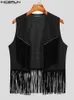 Incerun tops 2023 American Style Men Solid AllMatch Personlighet Waistcoat Fashion Male Loose Comfort Tassel Vests S5xl 240416