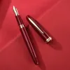 Pens Hongdian 1841 Résine Fountain Pen Iridum EF / F Nib avec convertisseur Rouge / Black Office Business Writing Ink Pen