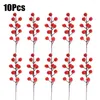 Decorative Flowers Artificial Christmas Red Berries Stems Xmas Tree Ornament Berry Branch Decoration DIY Festival Crafts Home Gift Box