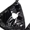 Mujeres Sexy Glossy Deep U Lean Strapsless Bra Erotic porno Píldate Half Cup Nipple Exposición de látex brillante de espagueti de látex Tops Sexi 240419