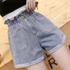 Kvinnors jeans manschetterade denimshorts för kvinnor casual knapp lösa fickor Kvinnor Hög midja Kvinna Blue S-5XL Size Summer