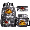 Backpacks Jurassic Park World Dinosaur Girl Boy Kids Book Backpack Student School Shoulder Bag Pencil Bag 3pcs Set Teenager Rucksack