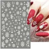 3D Snowflake Nail Art Decals White Christmas Designs Självhäftande klistermärken År Vintergelfolier Skjutreglage Dekorationer LAF895 240418