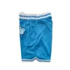 Basketball Shorts Carolina Four pocket zipper Sewing Embroidery HighQuality Outdoor Sport Beach Pants Blue 240416