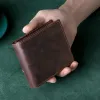 Brieftaschen Personalisierte maßgeschneiderte echte Leder -Brieftasche für Männer Leder Brieftasche mit Münztaschen -Brieftasche Männlich