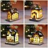 Decorations Micro Landscape Christmas LED House Resin Xmas Scene Houses Light Ornament New Year Table Decoration Santa Gifts Th0203 s