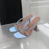 Sandales à talons hauts pour femmes Real Silk Crystal Embelli les ganters de sangle Mules Chaussures Rhingestone Talon talon Femmes Talons Luxury Designers Habill