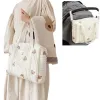 Bags New Bear Animal Baby Stroller Bag Newborn Baby Beige Cotton Fabric Zipper Diaper Handbag Mummy Shoulder Bag for Traveling