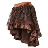 Skirts Steampunk Gothic Burlesque Sexy Floral Lace Skirt Women Asymmetrical High Low Showgirls Fashion Dance Plus Size